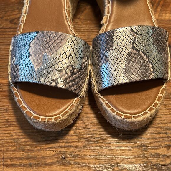 Franco Sarto Clemens Sandals Size 8 Wedge Platform Espadrille Silver Snakeskin - Picture 8 of 16